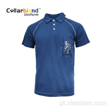 Camiseta azul marinho de desgaste de trabalho com bolso para cartão